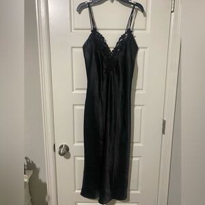 Expressions Black Satin Lace Nightgown